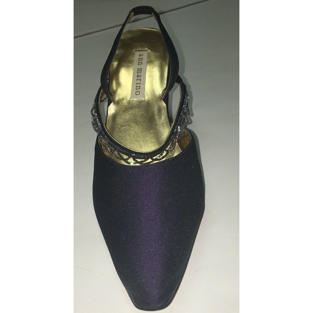 ann marino Heels Black Satin Pumps Size 9M Slight - Picture 4 of 12
